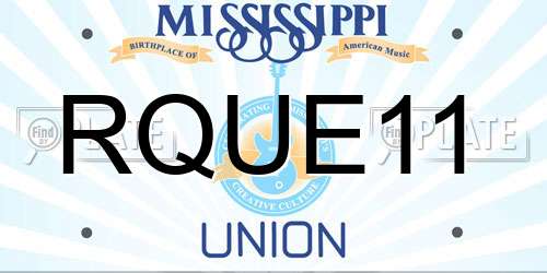 RQUE11 Mississippi License Plate