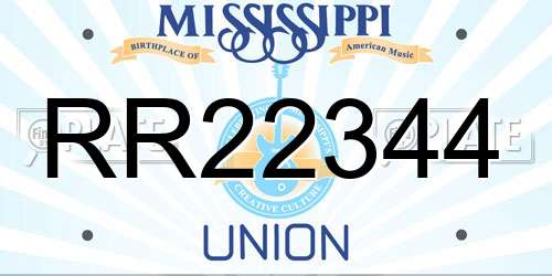 RR22344 Mississippi License Plate