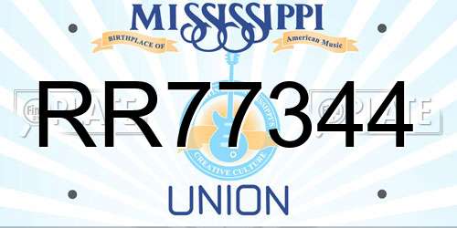 RR77344 Mississippi License Plate