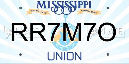 RR7M7O Mississippi License Plate