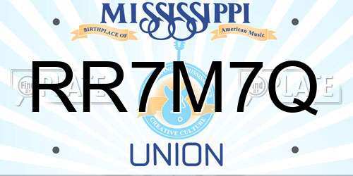 RR7M7Q Mississippi License Plate