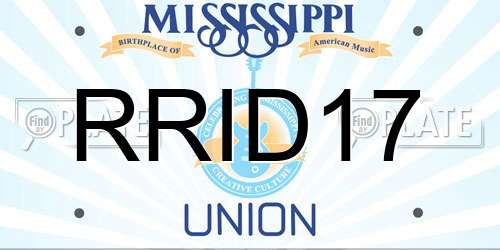 RRID17 Mississippi License Plate