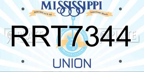 RRT7344 Mississippi License Plate