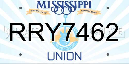 RRY7462 Mississippi License Plate