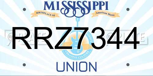 RRZ7344 Mississippi License Plate