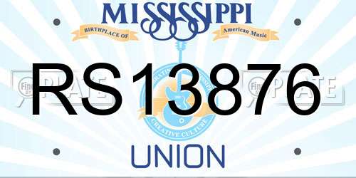 RS13876 Mississippi License Plate