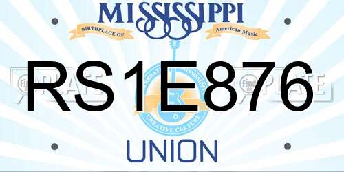 RS1E876 Mississippi License Plate