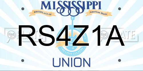 RS4Z1A Mississippi License Plate
