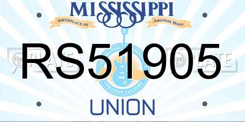 RS51905 Mississippi License Plate