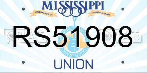 RS51908 Mississippi License Plate