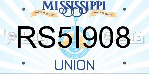 RS5I908 Mississippi License Plate