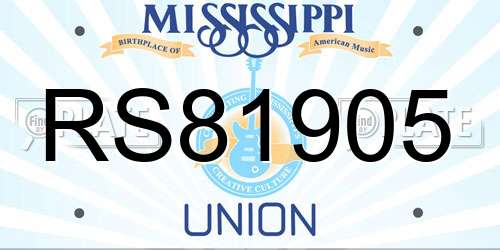 RS81905 Mississippi License Plate