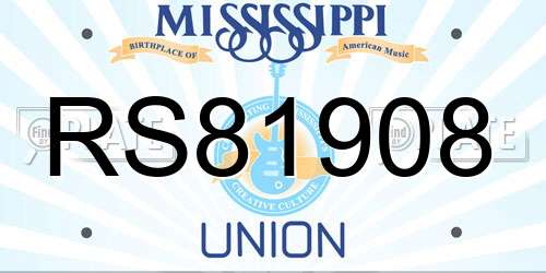 RS81908 Mississippi License Plate