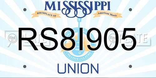 RS8I905 Mississippi License Plate