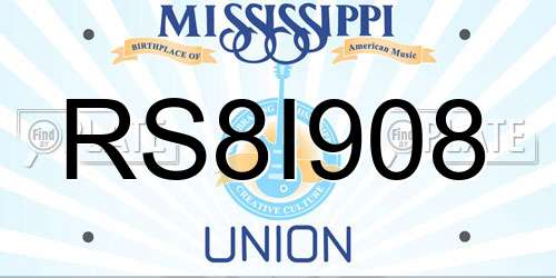 RS8I908 Mississippi License Plate