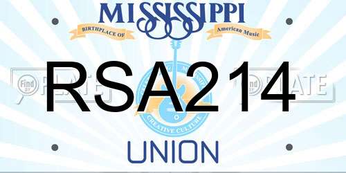 RSA214 Mississippi License Plate