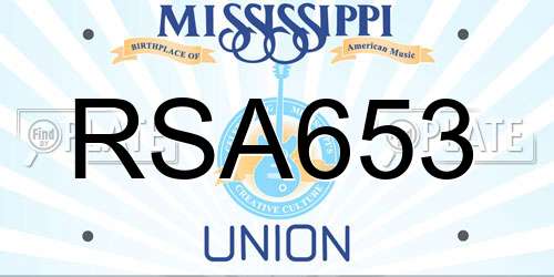 RSA653 Mississippi License Plate