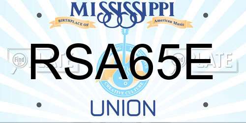 RSA65E Mississippi License Plate