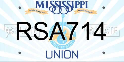 RSA714 Mississippi License Plate