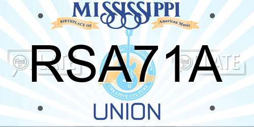 RSA71A Mississippi License Plate