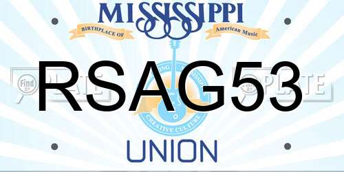 RSAG53 Mississippi License Plate