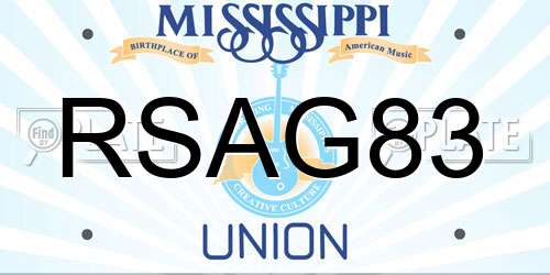 RSAG83 Mississippi License Plate