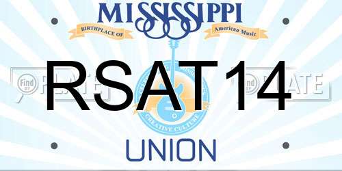 RSAT14 Mississippi License Plate