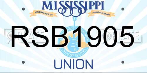 RSB1905 Mississippi License Plate