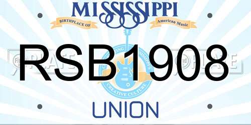 RSB1908 Mississippi License Plate