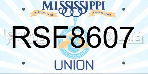 RSF8607 Mississippi License Plate