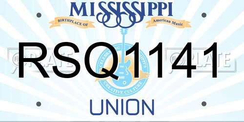 RSQ1141 Mississippi License Plate