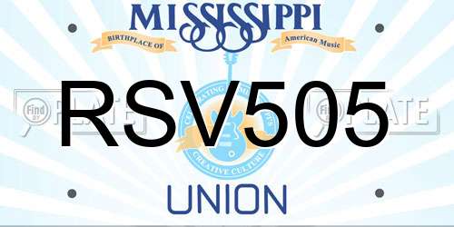 RSV505 Mississippi License Plate