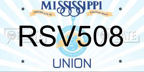 RSV508 Mississippi License Plate