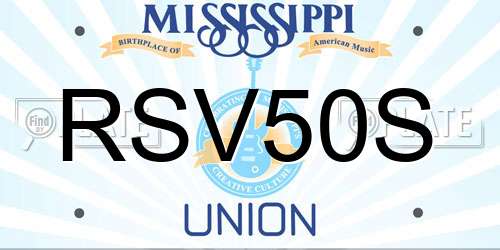 RSV50S Mississippi License Plate