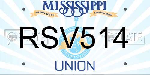 RSV514 Mississippi License Plate