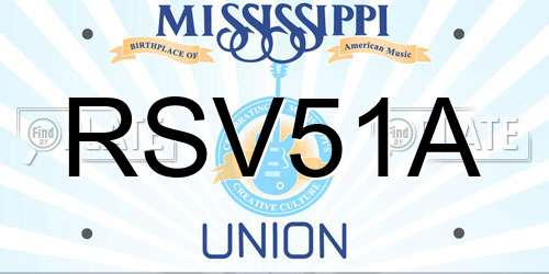 RSV51A Mississippi License Plate