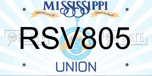 RSV805 Mississippi License Plate