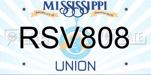 RSV808 Mississippi License Plate