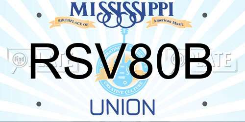 RSV80B Mississippi License Plate