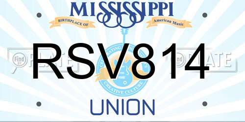 RSV814 Mississippi License Plate