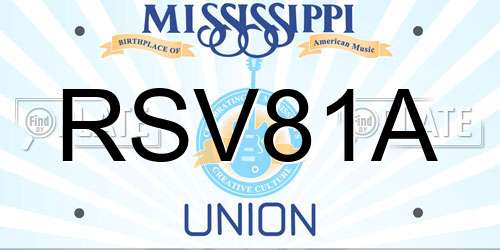 RSV81A Mississippi License Plate