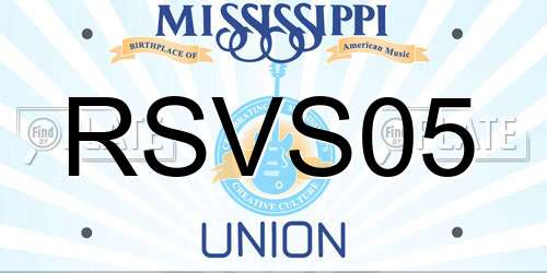 RSVS05 Mississippi License Plate