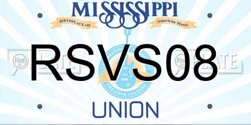 RSVS08 Mississippi License Plate