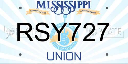 RSY727 Mississippi License Plate