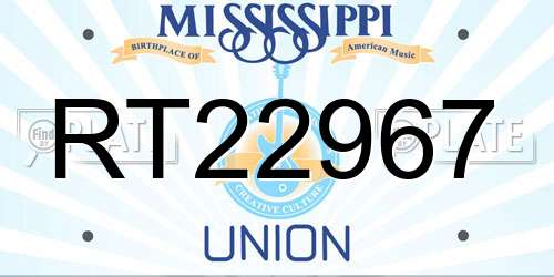 RT22967 Mississippi License Plate
