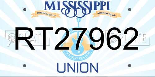 RT27962 Mississippi License Plate