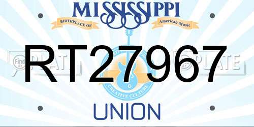 RT27967 Mississippi License Plate