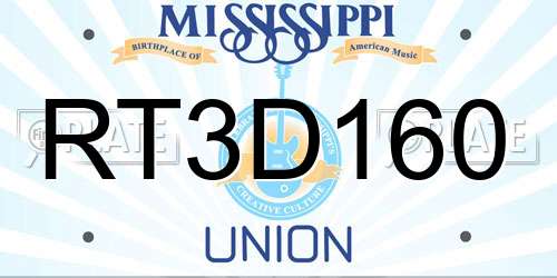 RT3D160 Mississippi License Plate