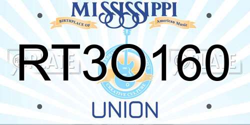 RT3O160 Mississippi License Plate