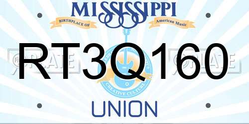 RT3Q160 Mississippi License Plate
